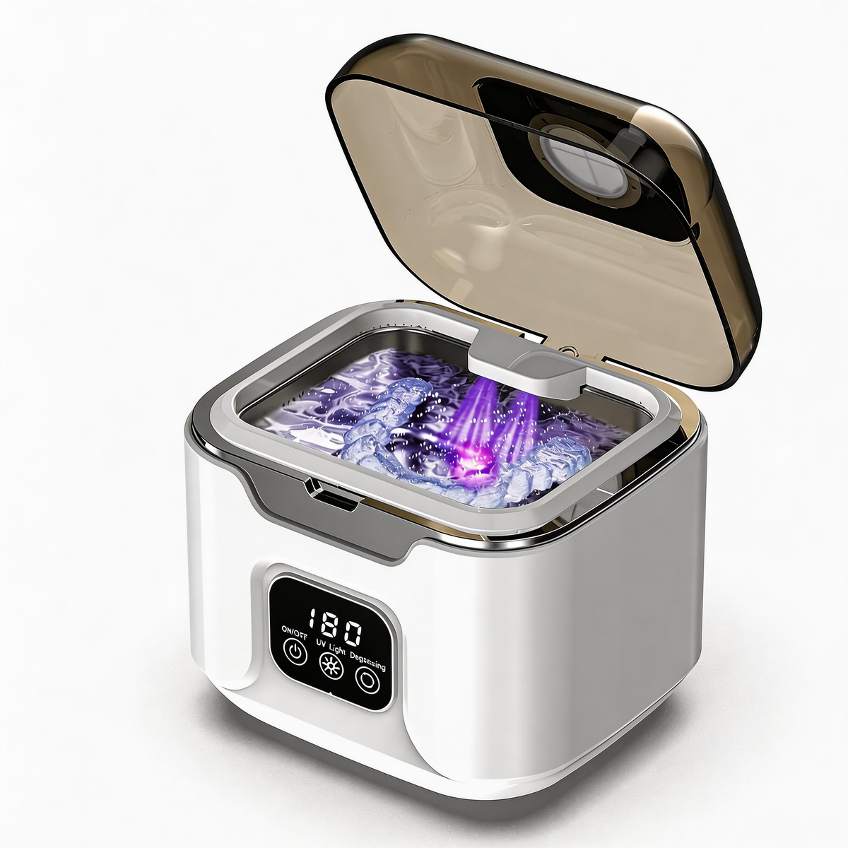 48kHz portable ultrasonic cleaner for retainers, dentures and compatible jewelry