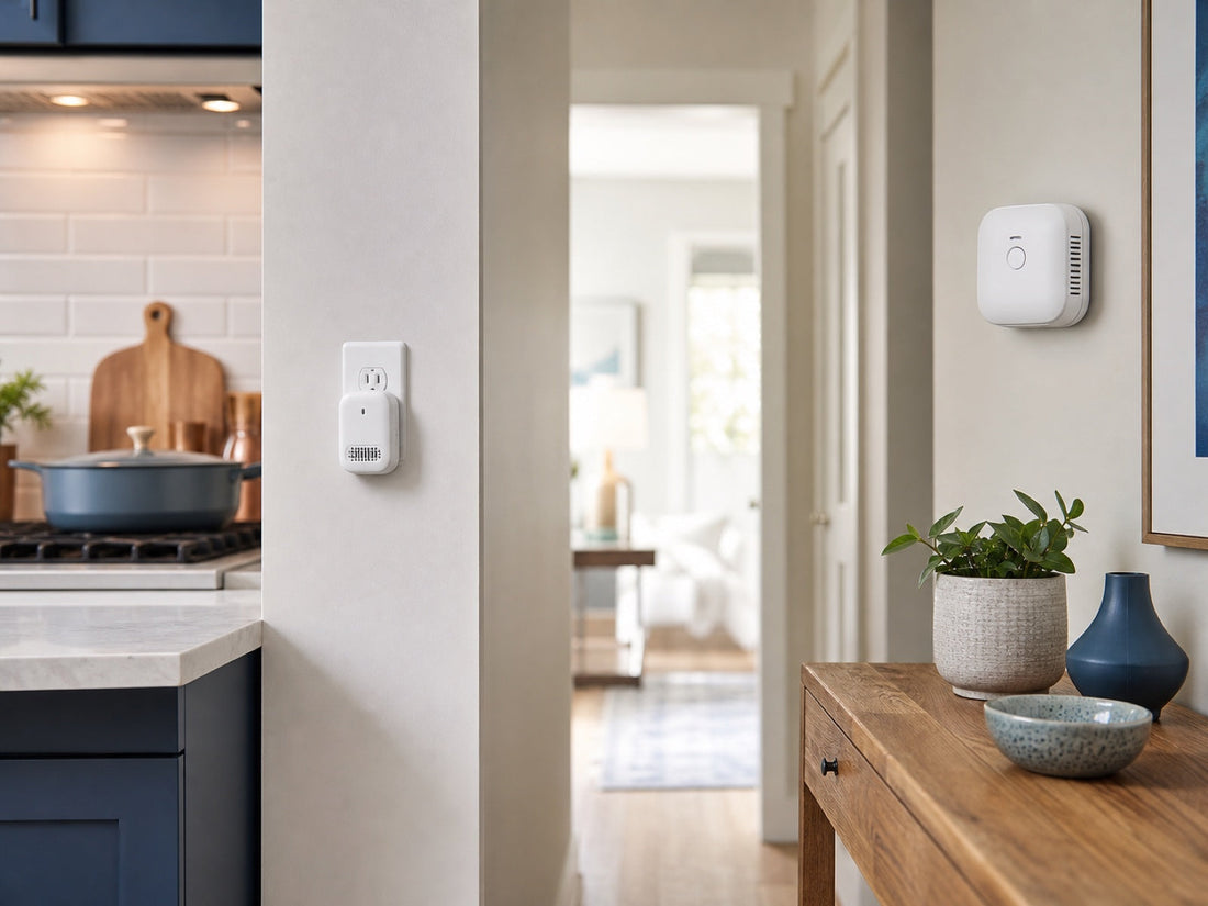 Gas and carbon monoxide detector formats shown in separate home areas