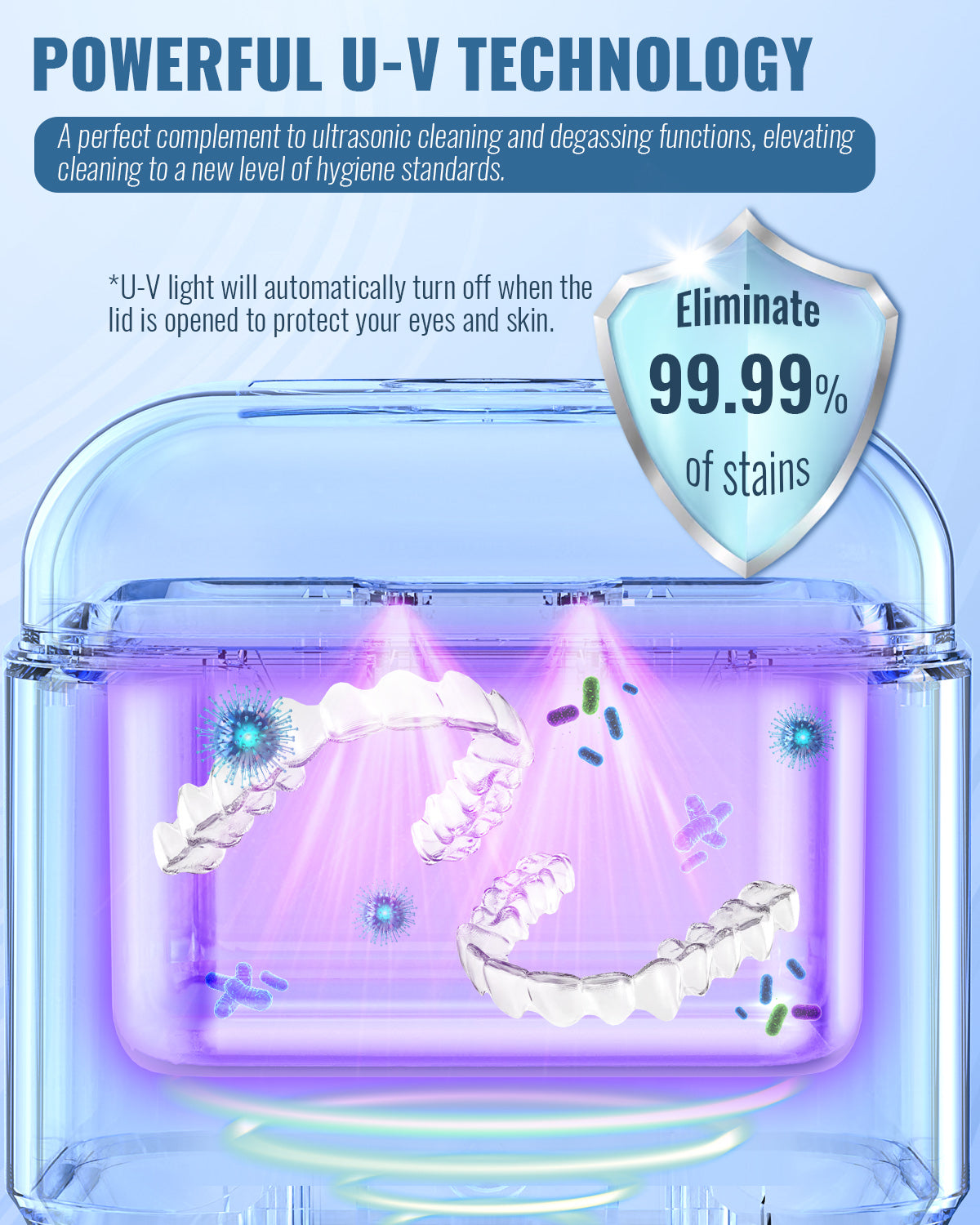 48kHz Portable Ultrasonic Cleaner for Retainers, Dentures & Jewelry