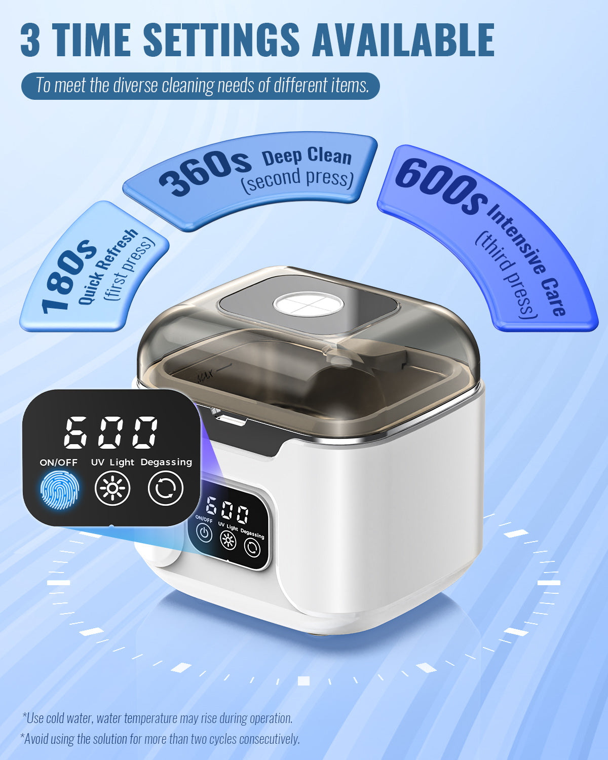 48kHz Portable Ultrasonic Cleaner for Retainers, Dentures & Jewelry