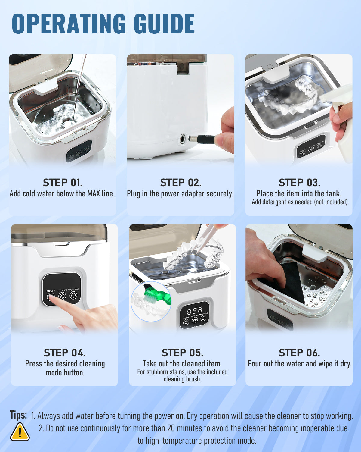 48kHz Portable Ultrasonic Cleaner for Retainers, Dentures & Jewelry