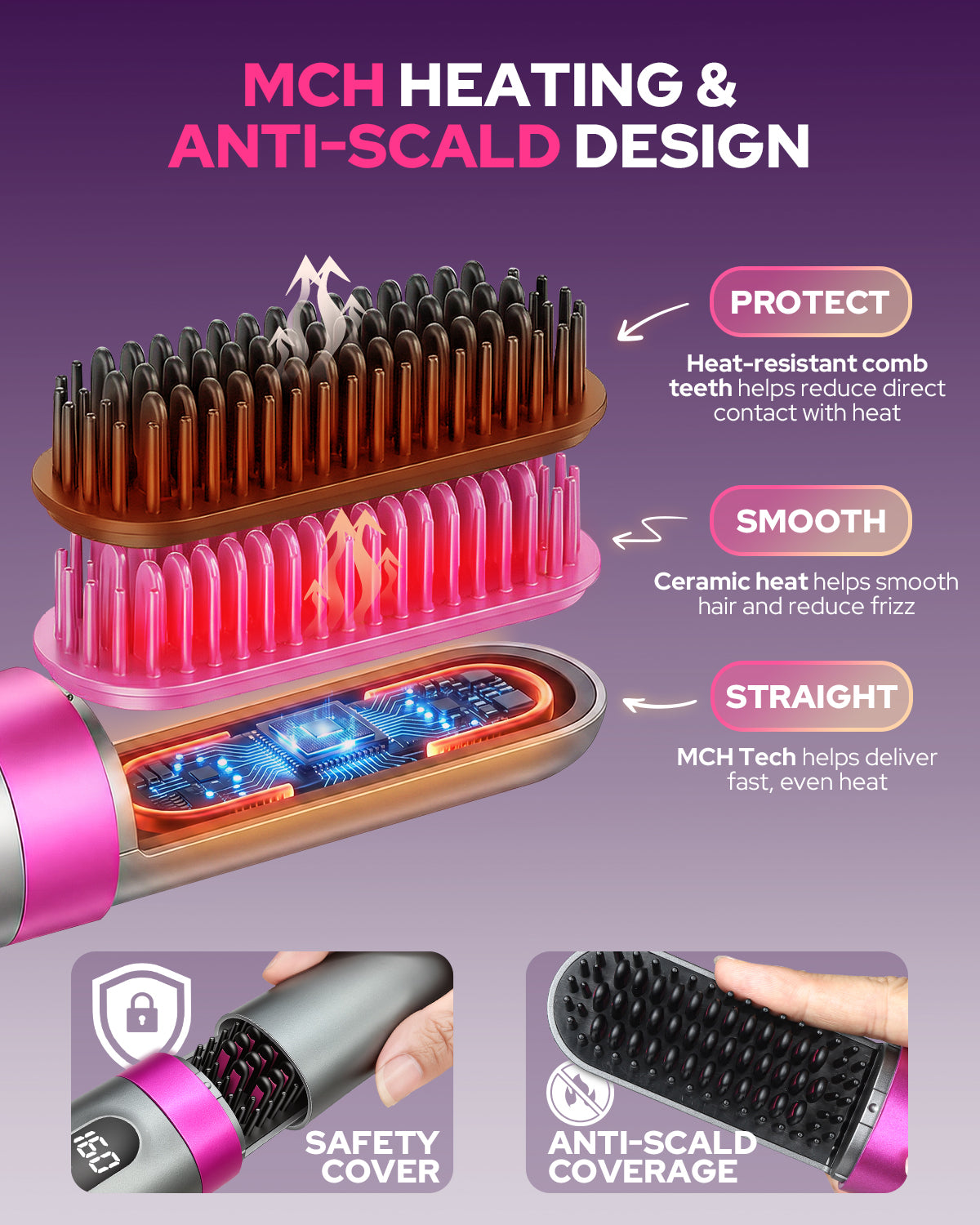 Exploded view of the heated comb, ceramic section and internal heating system