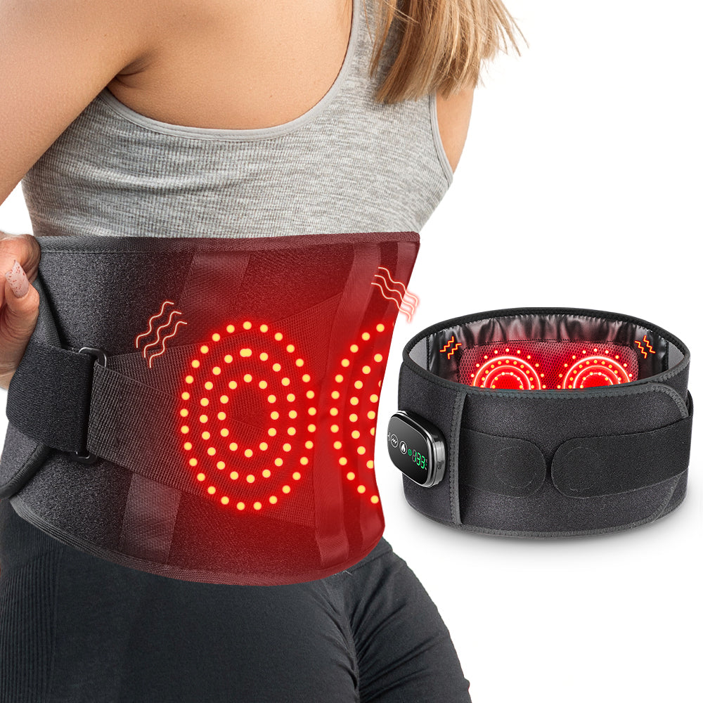 Infrared Red Light Therapy Belt with Heat & Vibration – Cordless Back & Waist Massager