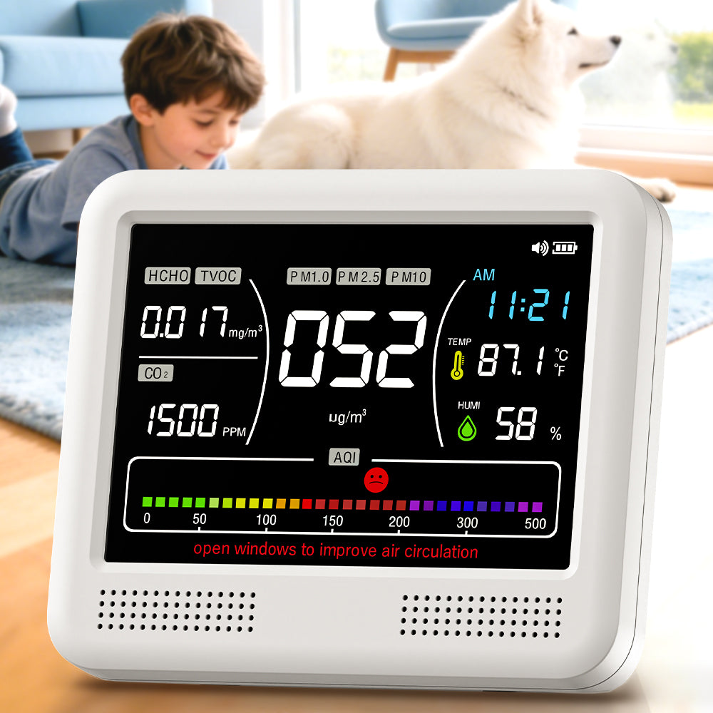 Smart Indoor Air Quality Monitor – CO₂, PM1.0 PM2.5 PM10 TVOC HCHO Air Tester