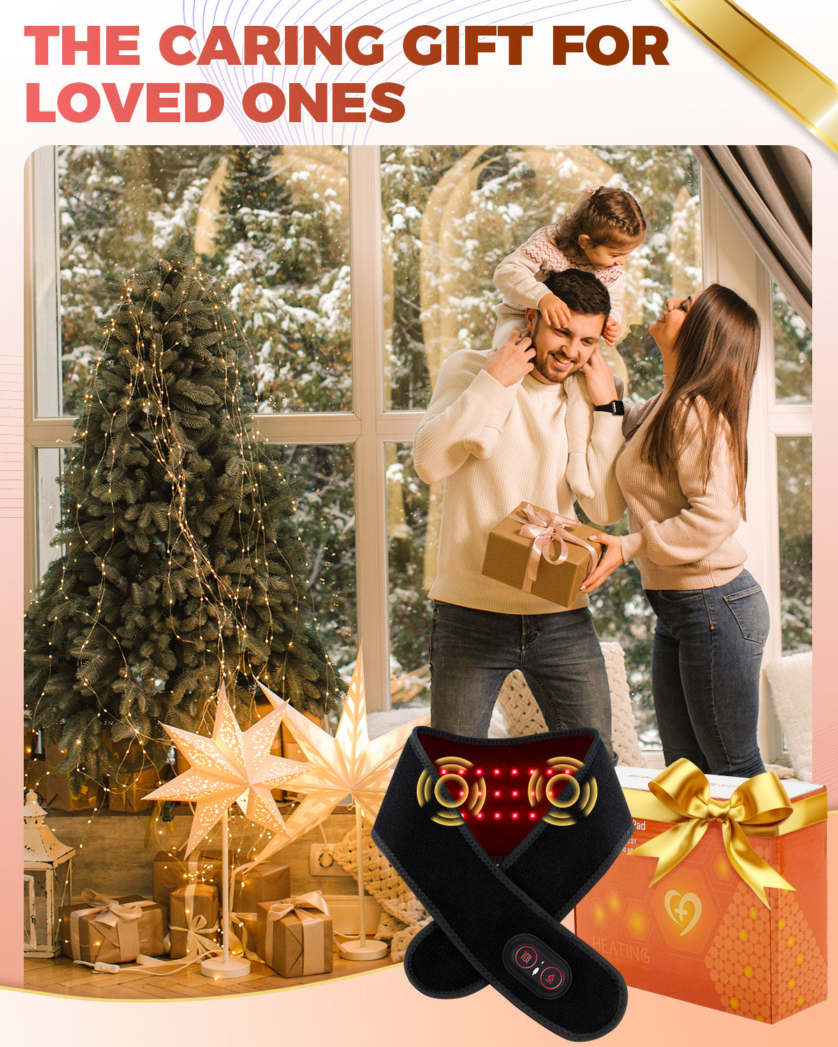 660nm & 850nm Red Light Therapy Neck Wrap with Heat & Vibration Massage