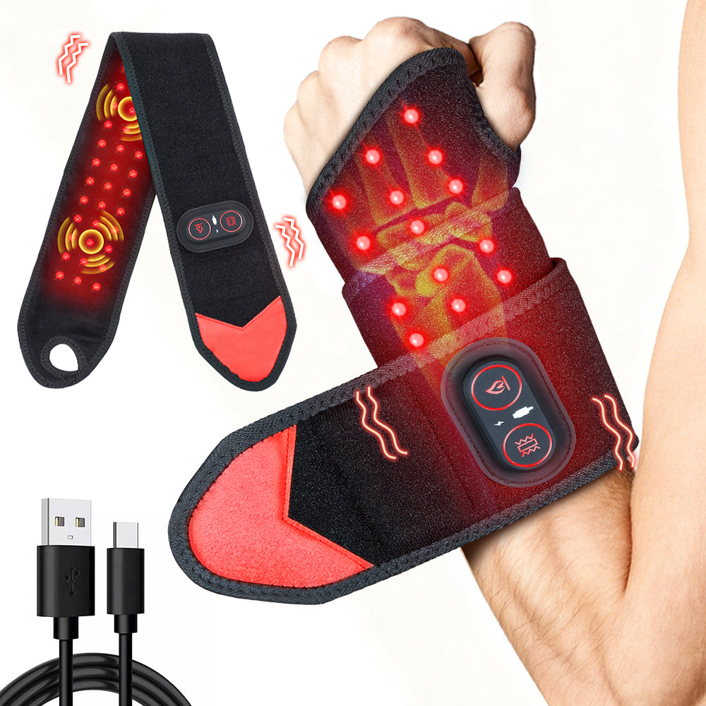 660nm & 850nm Infrared Red Light Therapy Wrist Wrap with Heat & Vibration