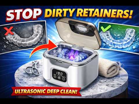 48kHz Portable Ultrasonic Cleaner for Retainers, Dentures & Jewelry